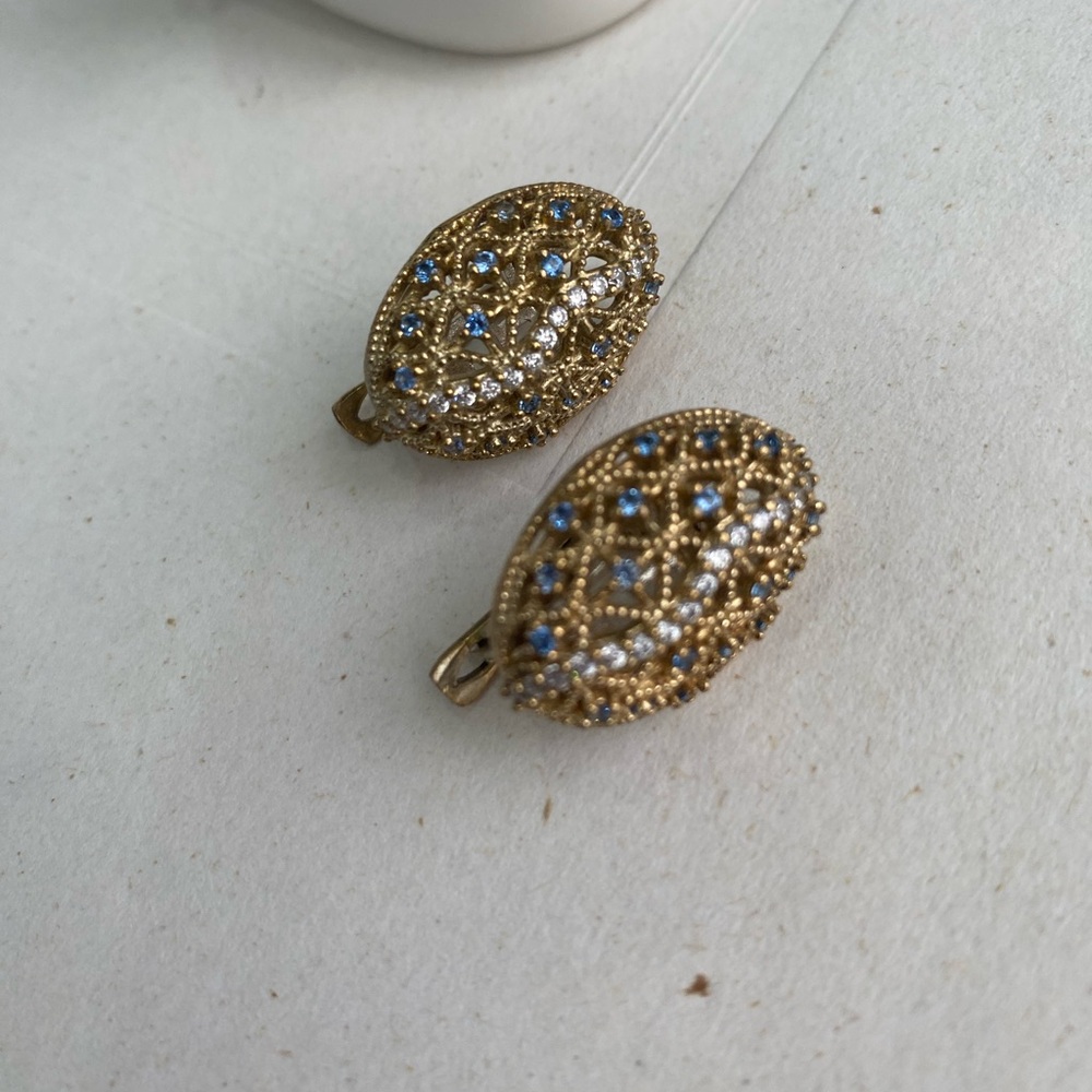 Blue and Clear Stone Earrings